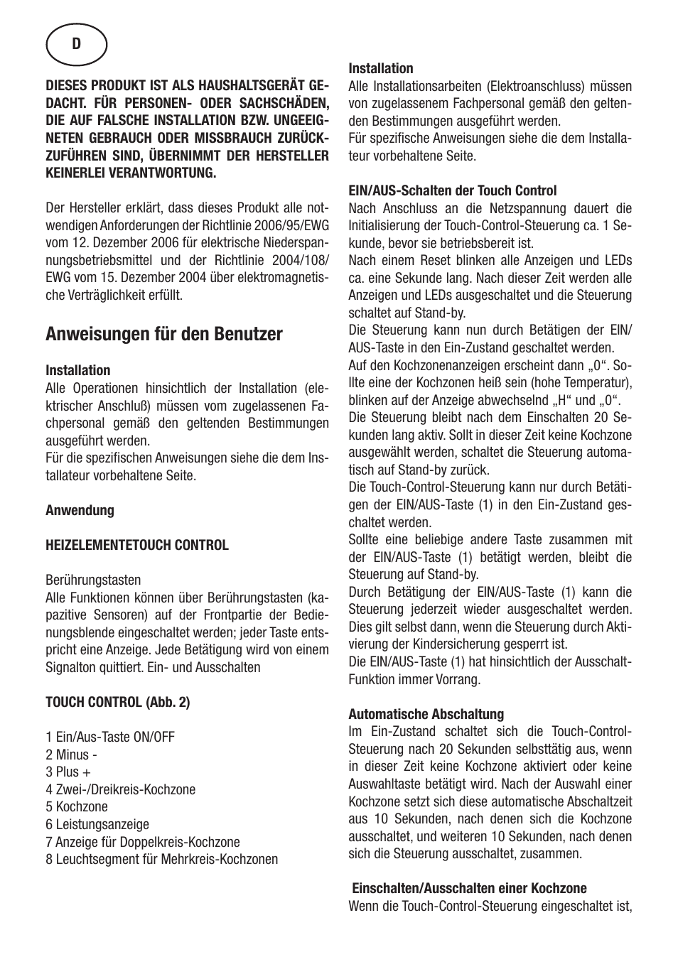 Anweisungen für den benutzer | Cata TT 603 User Manual | Page 6 / 70