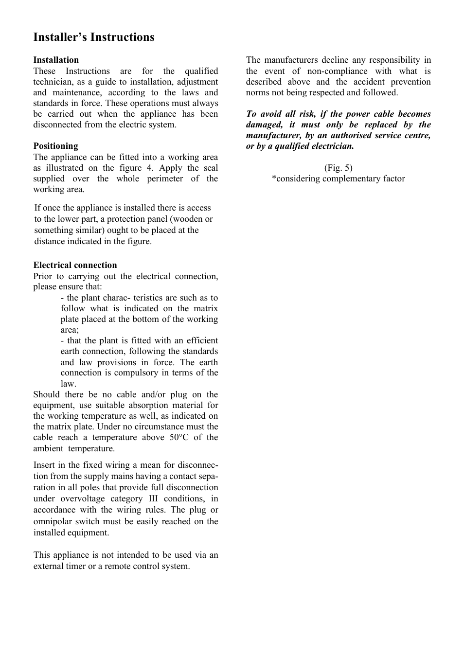 Eng02.ai, Installer’s instructions | Cata 604 HVI User Manual | Page 10 / 40