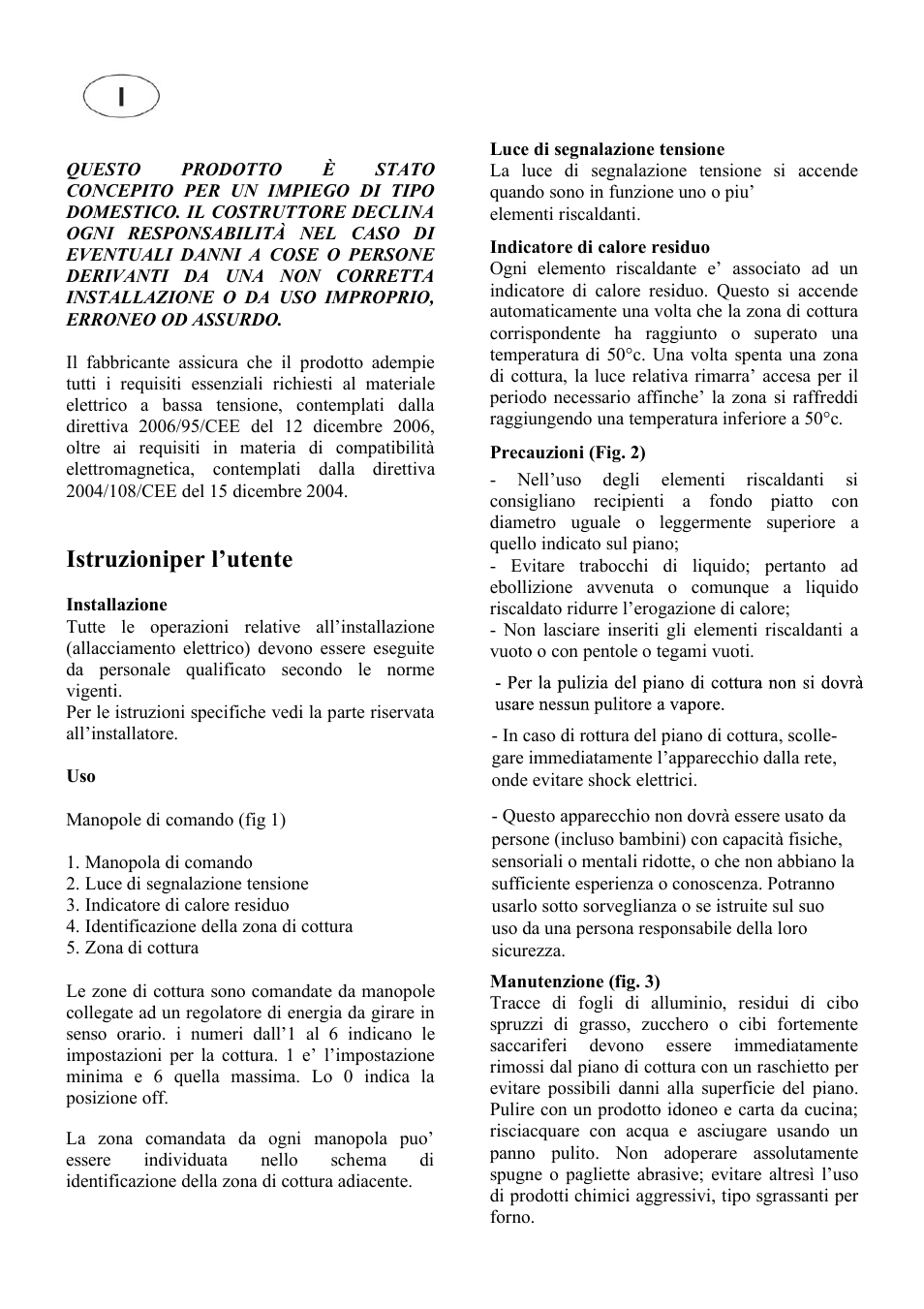 Ita01.ai, Istruzioniper l’utente | Cata 604 HVI User Manual | Page 11 / 40