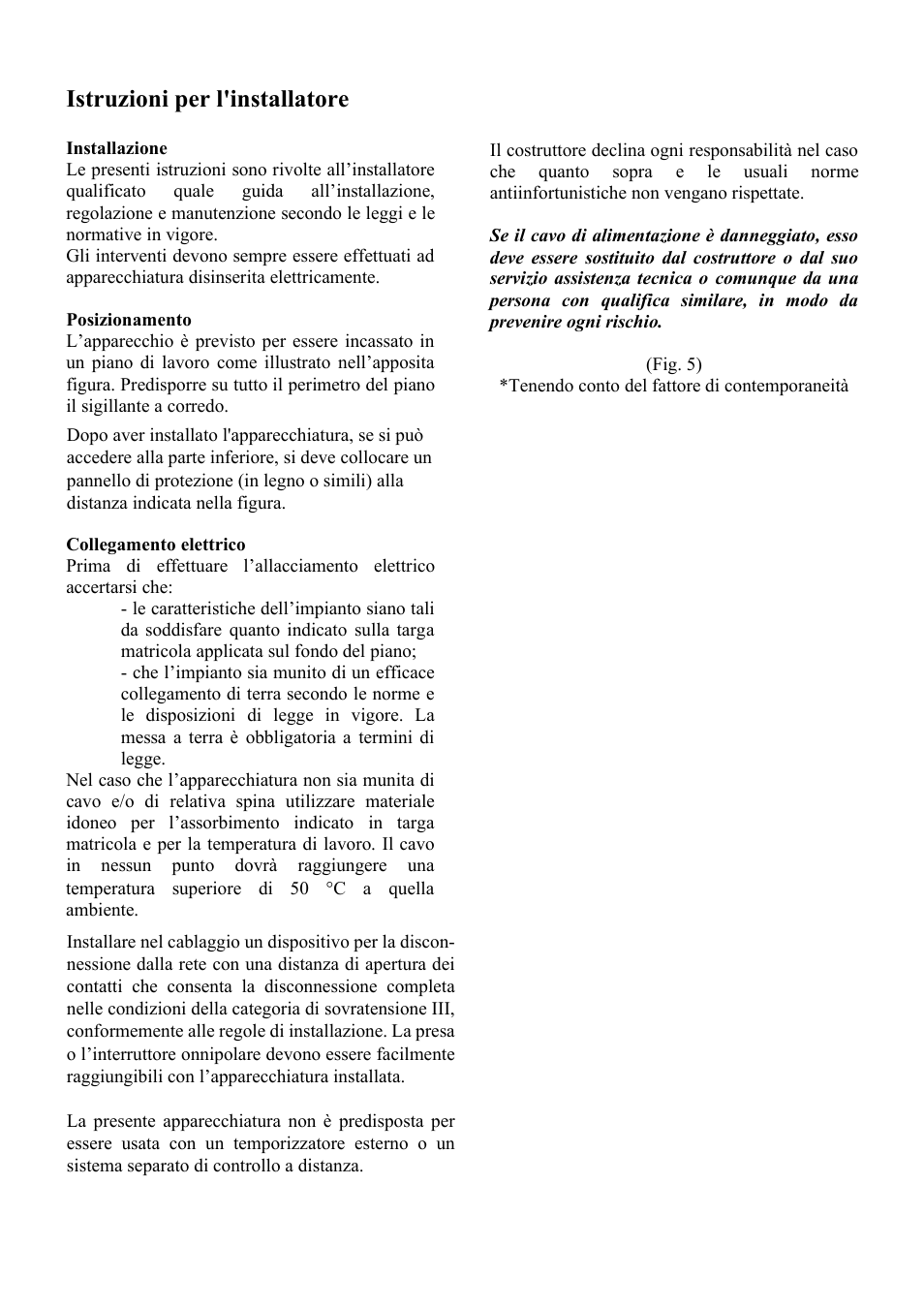 Ita02.ai, Istruzioni per l'installatore | Cata 604 HVI User Manual | Page 12 / 40