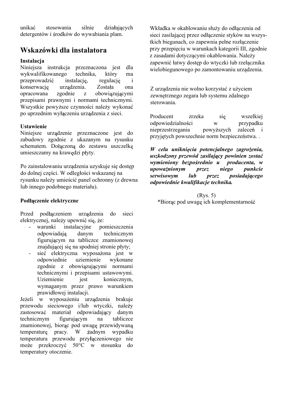Pol02.ai, Wskazówki dla instalatora | Cata 604 HVI User Manual | Page 28 / 40