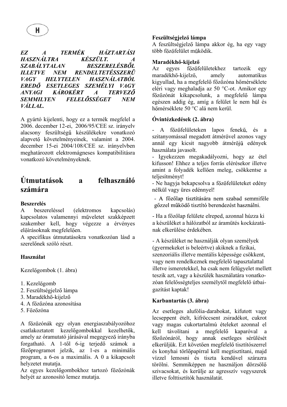 Hu01.ai, Útmutatások a felhasználó számára | Cata 604 HVI User Manual | Page 29 / 40