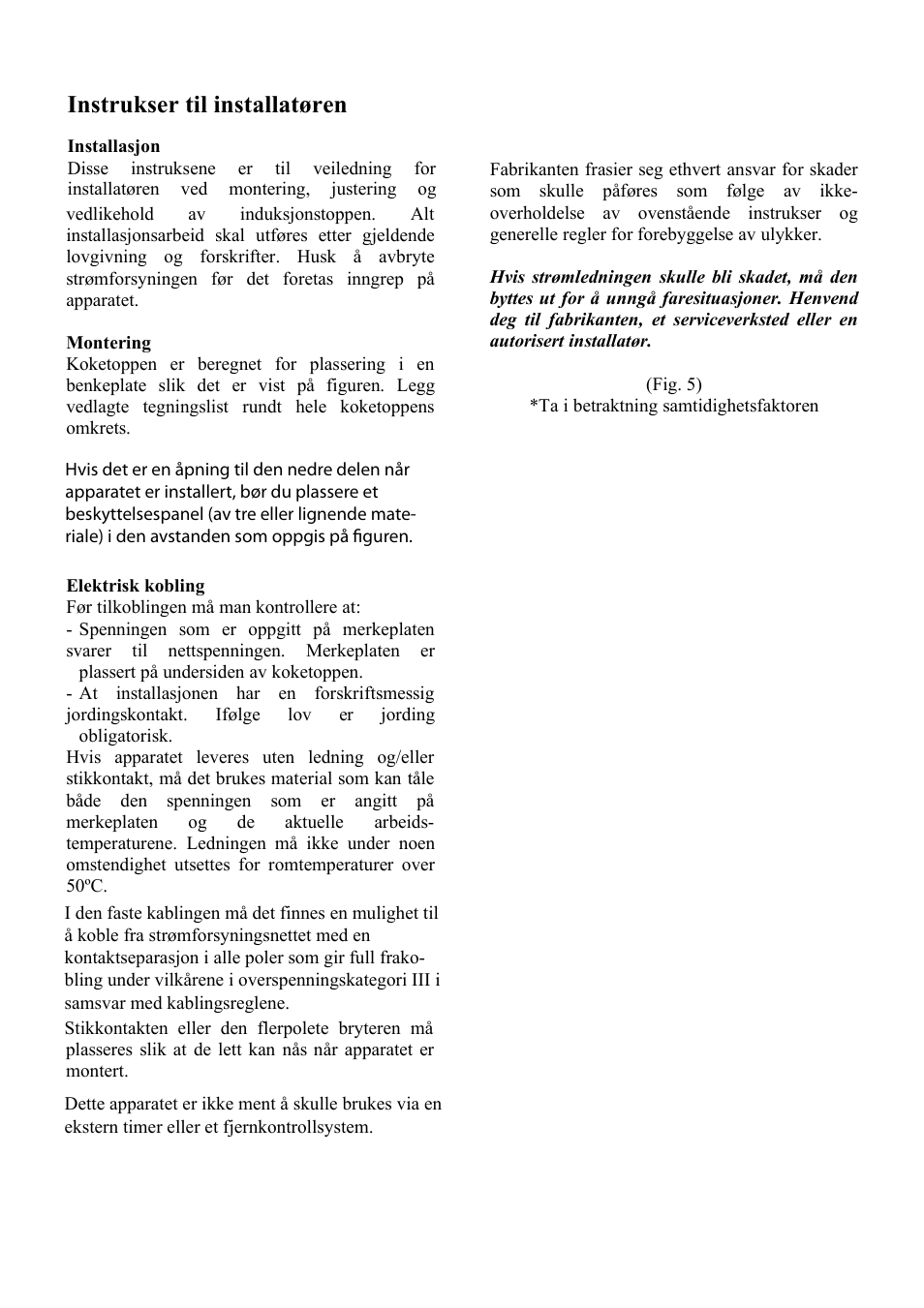 No02.ai, Instrukser til installatøren | Cata 604 HVI User Manual | Page 34 / 40