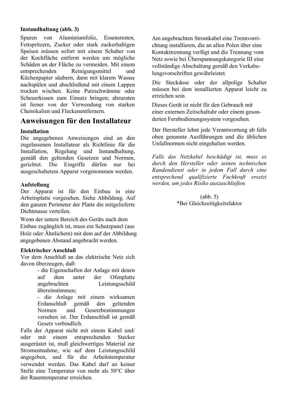 De02.ai, Anweisungen für den installateur | Cata 604 HVI User Manual | Page 6 / 40