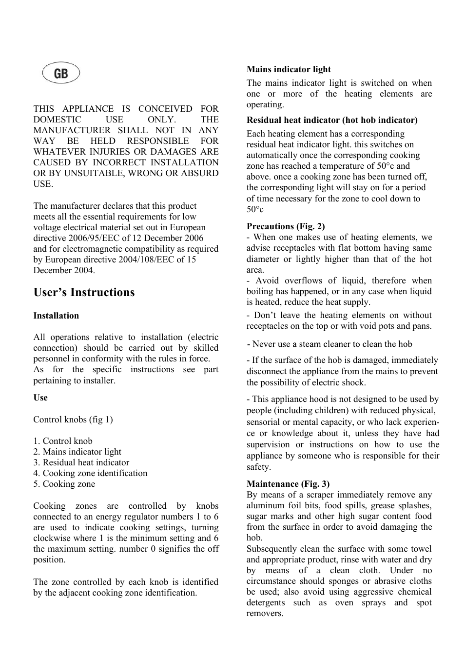 Eng01.ai, User’s instructions | Cata 604 HVI User Manual | Page 9 / 40