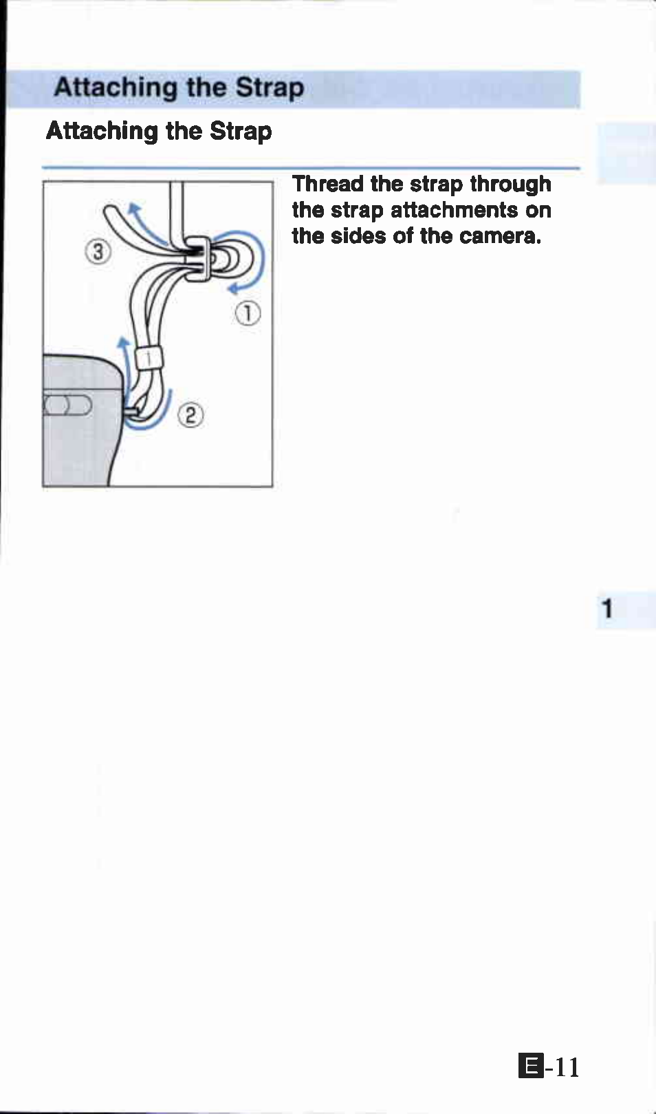 Attaching the strap attaching the strap, Attaching the strap | Canon Z135 User Manual | Page 11 / 43
