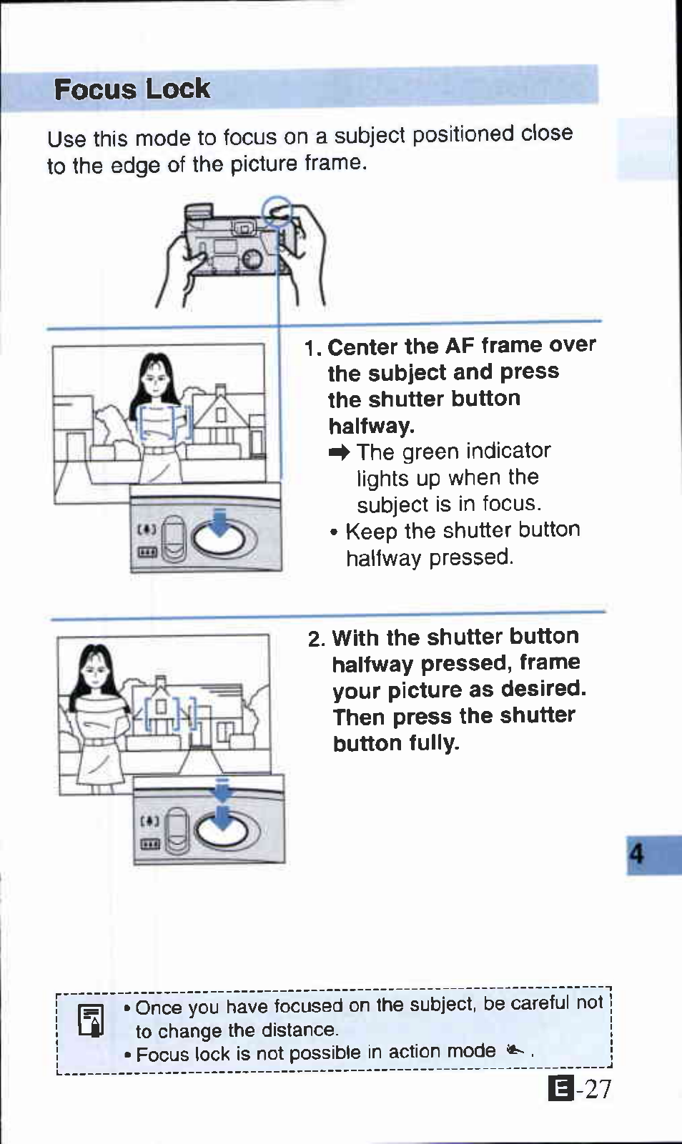 Focus lock | Canon Z135 User Manual | Page 27 / 43