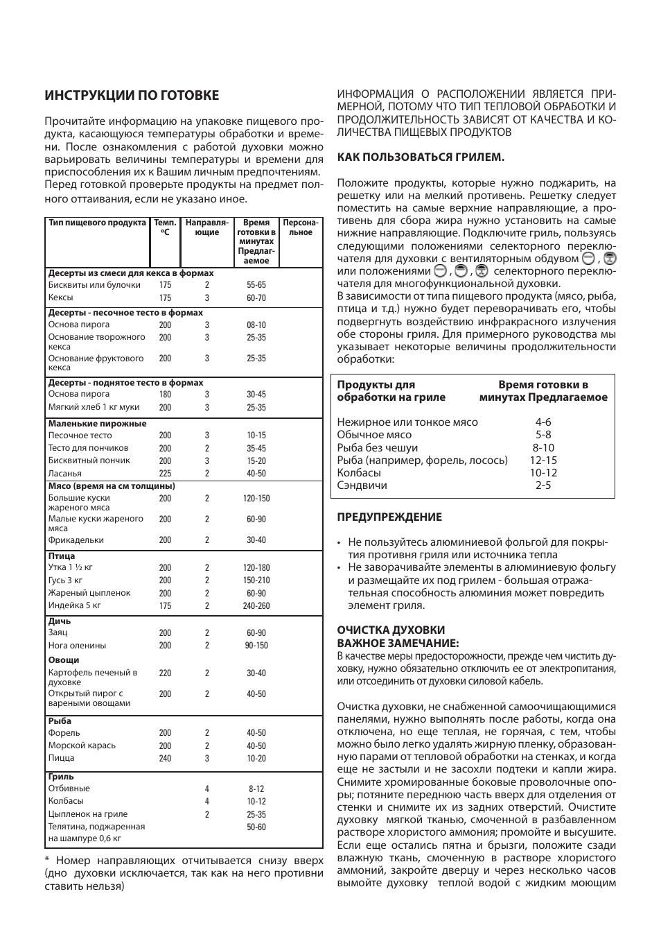 Инструкции по готовке | Cata CM 760 AS User Manual | Page 94 / 110