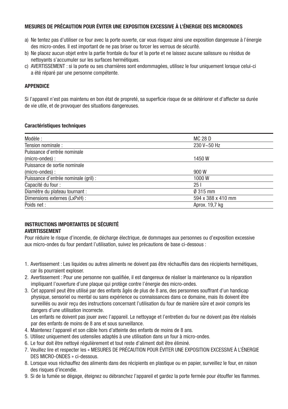 Cata MC 28 D WH User Manual | Page 52 / 84