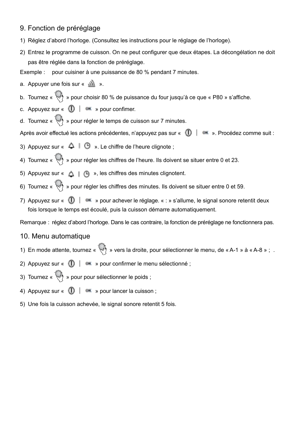 Fonction de préréglage, Menu automatique | Cata FS 20 BK User Manual | Page 50 / 142