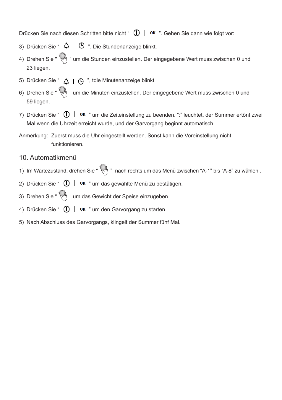 Automatikmenü | Cata FS 20 BK User Manual | Page 80 / 142