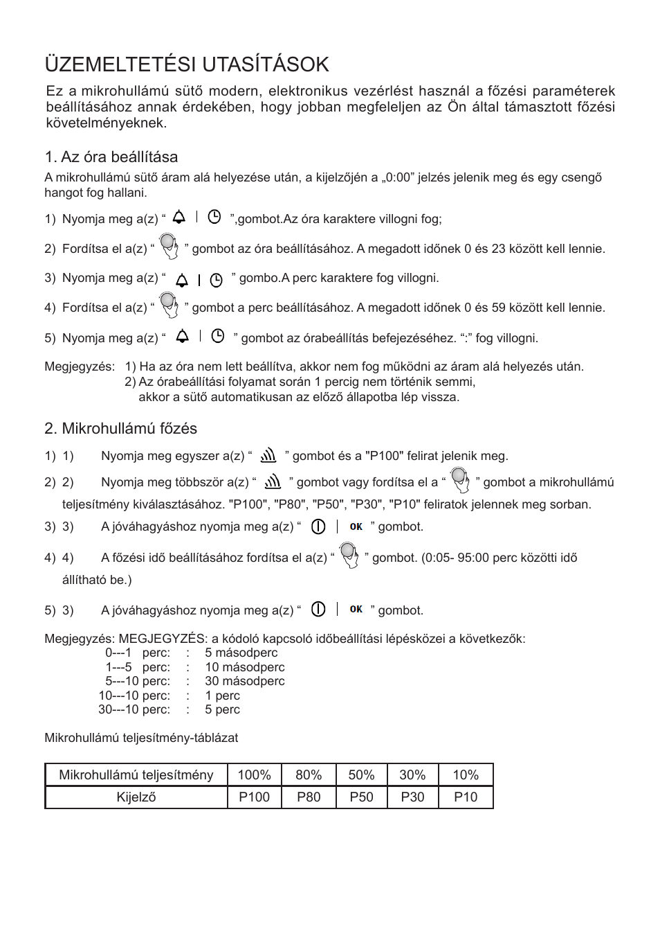 Üzemeltetési utasítások | Cata FS 20 BK User Manual | Page 92 / 142