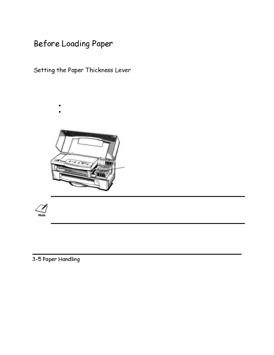 Before loading paper, Setting the paper thickness lever, Hiruh /rdglqj 3dshu | Canon BJC-620 User Manual | Page 31 / 97