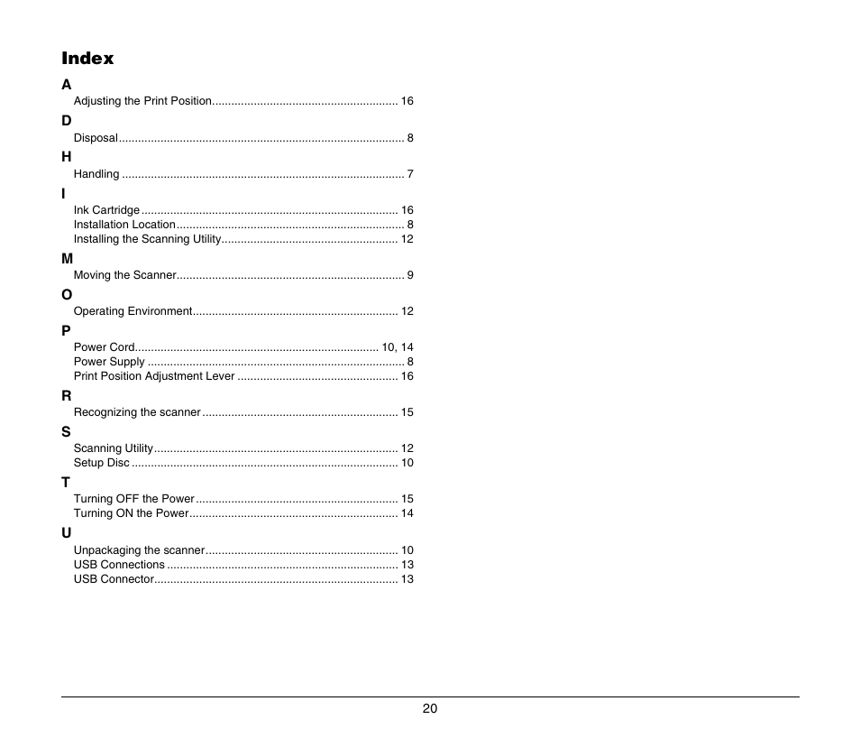 Index | Canon CR-80 User Manual | Page 20 / 21