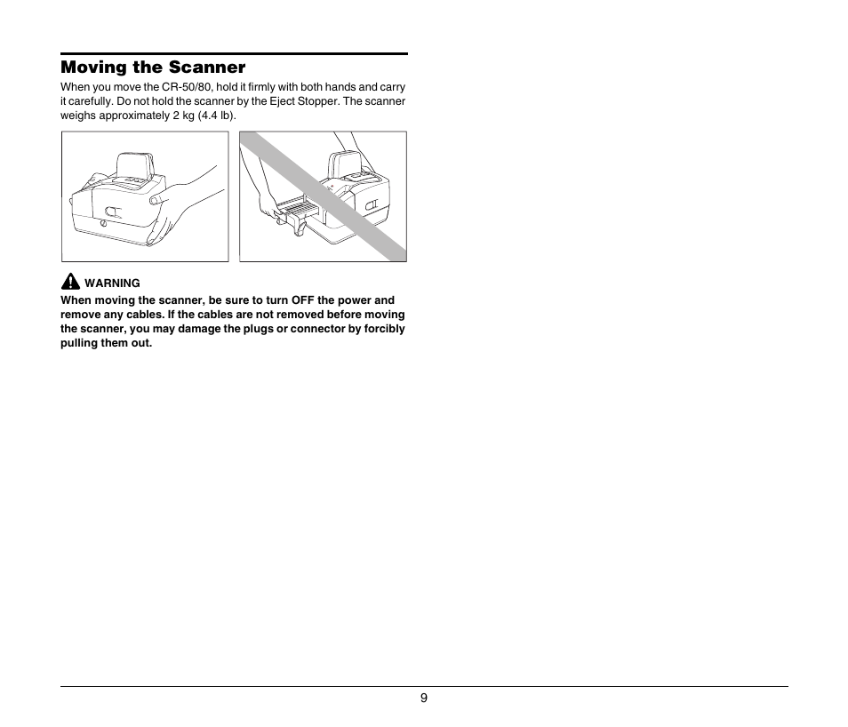 Moving the scanner | Canon CR-80 User Manual | Page 9 / 21