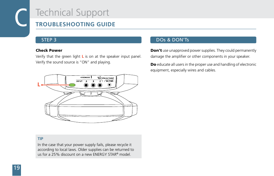 Technical support | Cetacea Sound Astronaut CL Owner's Manual User Manual | Page 20 / 24