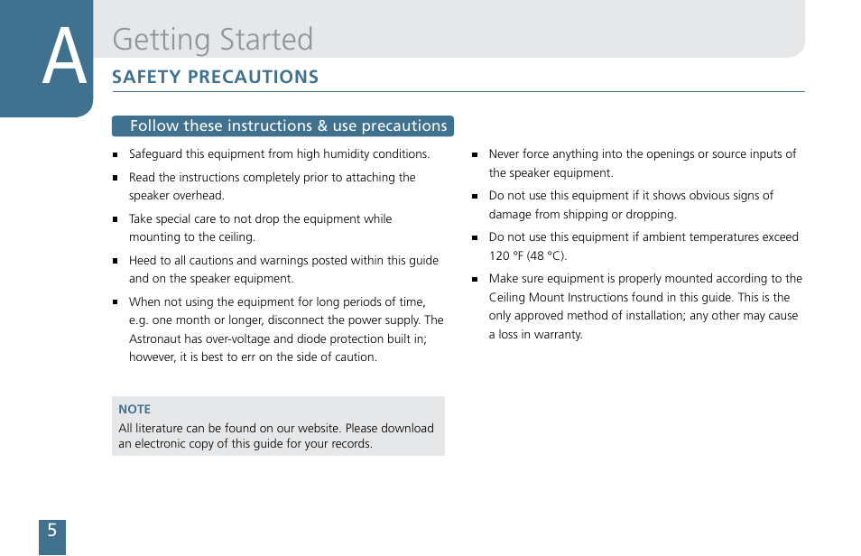 Getting started | Cetacea Sound Astronaut CL Owner's Manual User Manual | Page 6 / 24