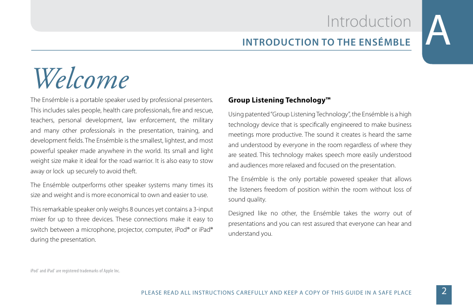 Welcome, Introduction, Introduction to the ensémble | Cetacea Sound Ensémble 903 User Manual | Page 3 / 16