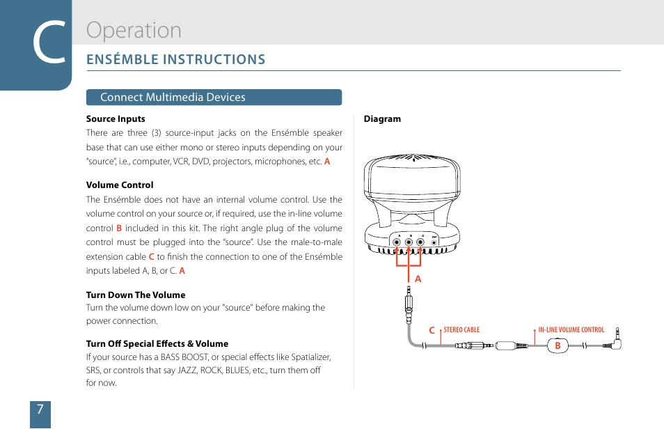 Operation, Ensémble instructions | Cetacea Sound Ensémble 903 User Manual | Page 8 / 16