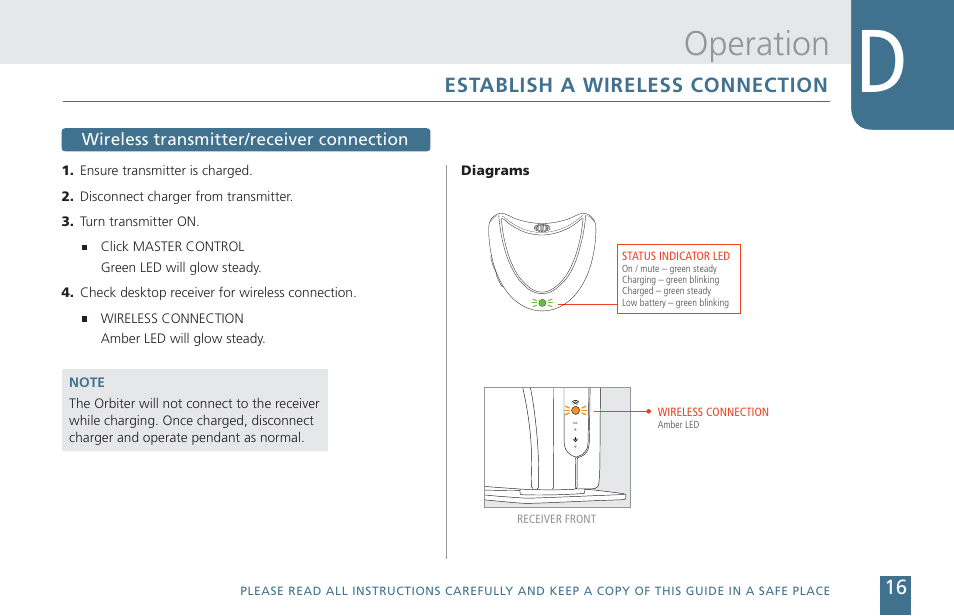 Operation | Cetacea Sound Orbiter Owner's Manual User Manual | Page 17 / 24