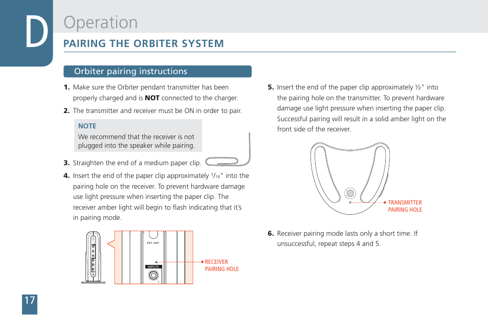 Operation | Cetacea Sound Orbiter Owner's Manual User Manual | Page 18 / 24