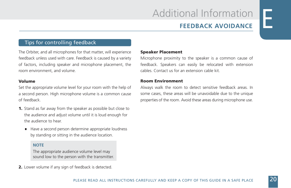 Additional information | Cetacea Sound Orbiter Owner's Manual User Manual | Page 21 / 24