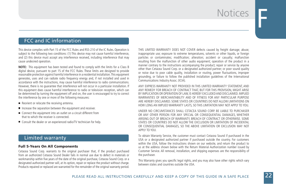 Notices | Cetacea Sound Orbiter Owner's Manual User Manual | Page 23 / 24