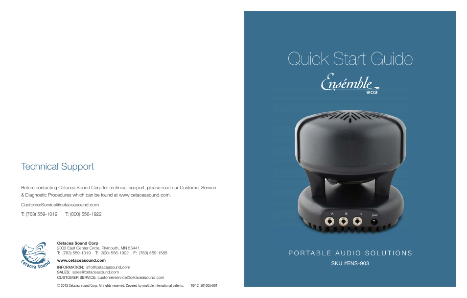 Cetacea Sound Ensémble 903 User Manual | 8 pages