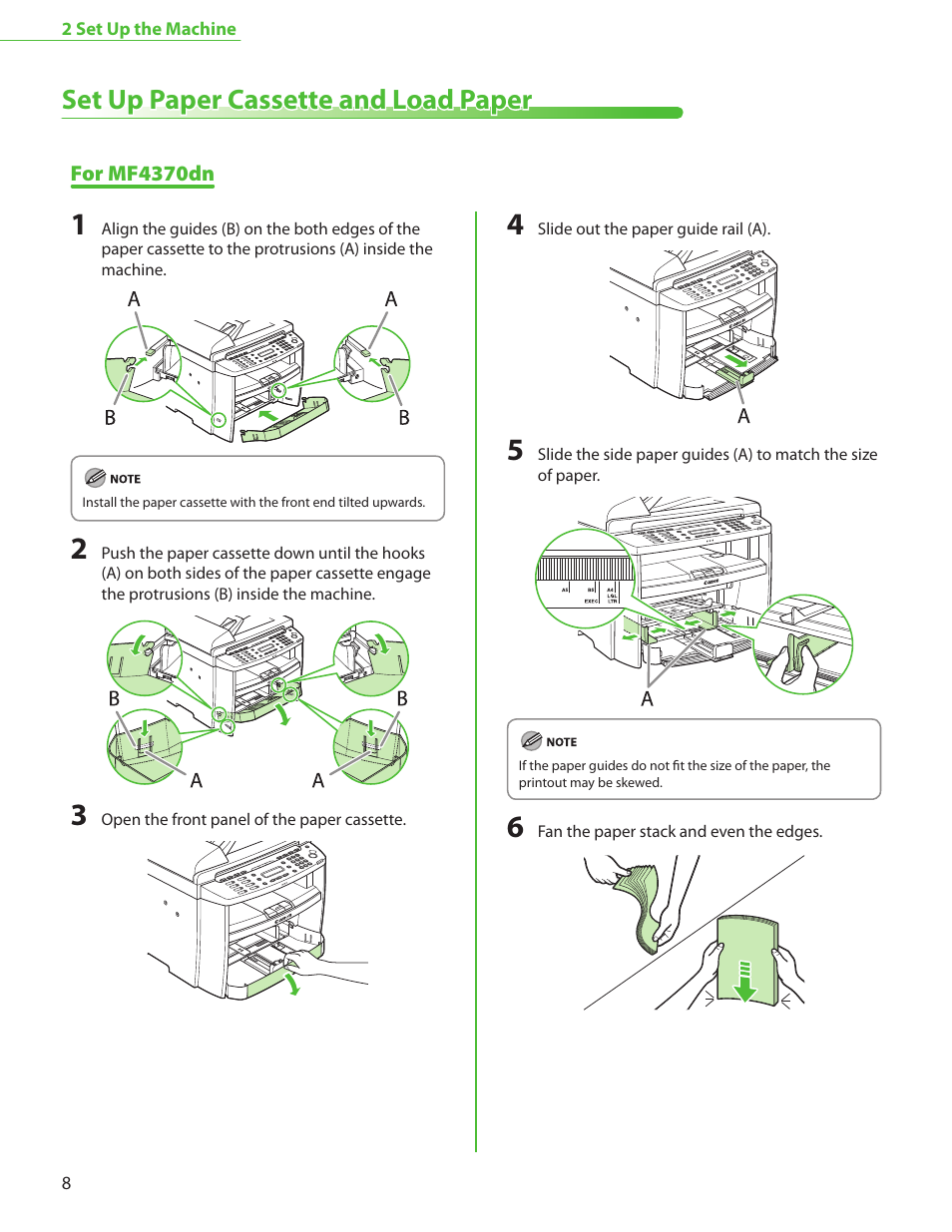 Set up paper cassette and load paper, For mf4370dn | Canon MF4370DN User Manual | Page 10 / 44