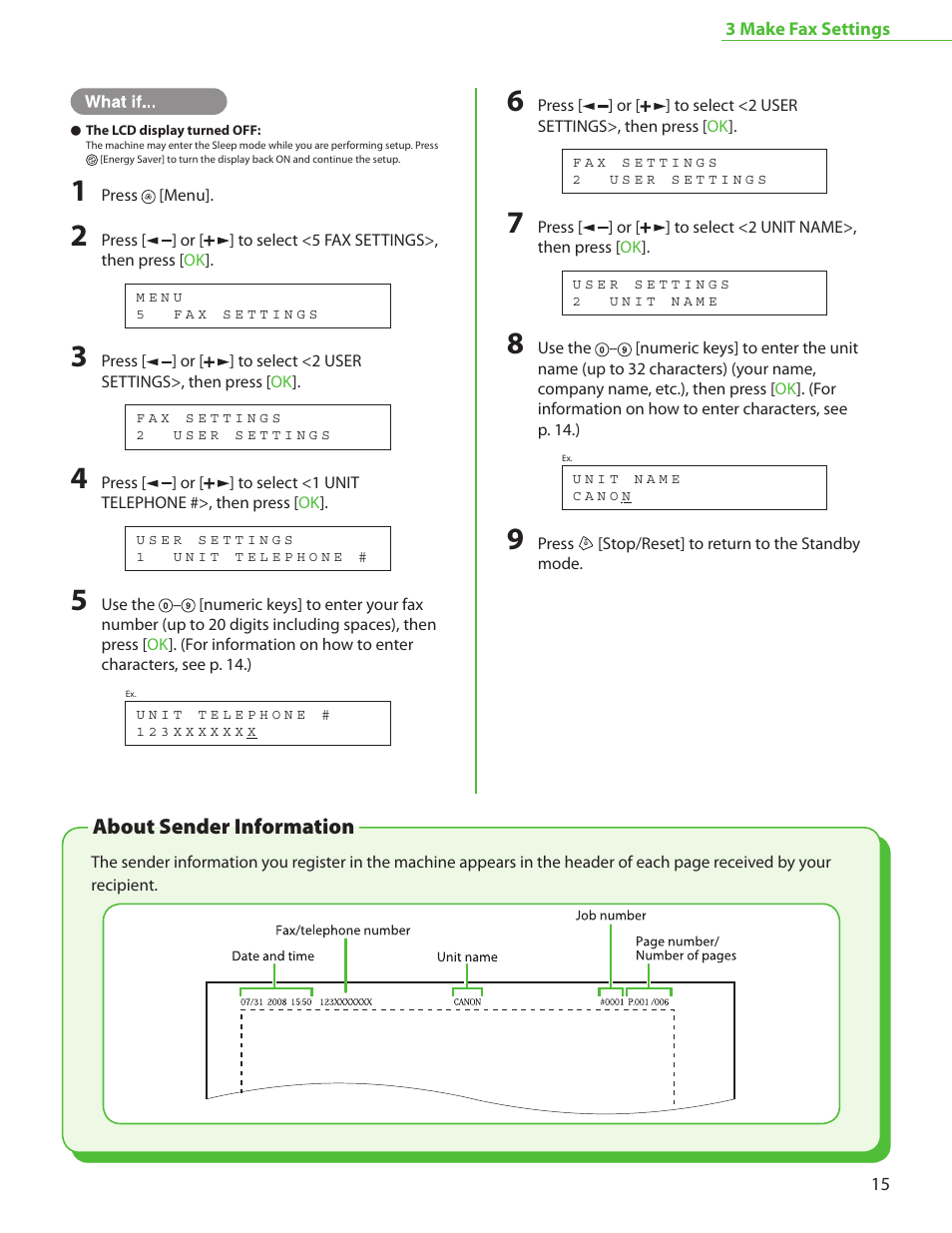 About sender information | Canon MF4370DN User Manual | Page 17 / 44