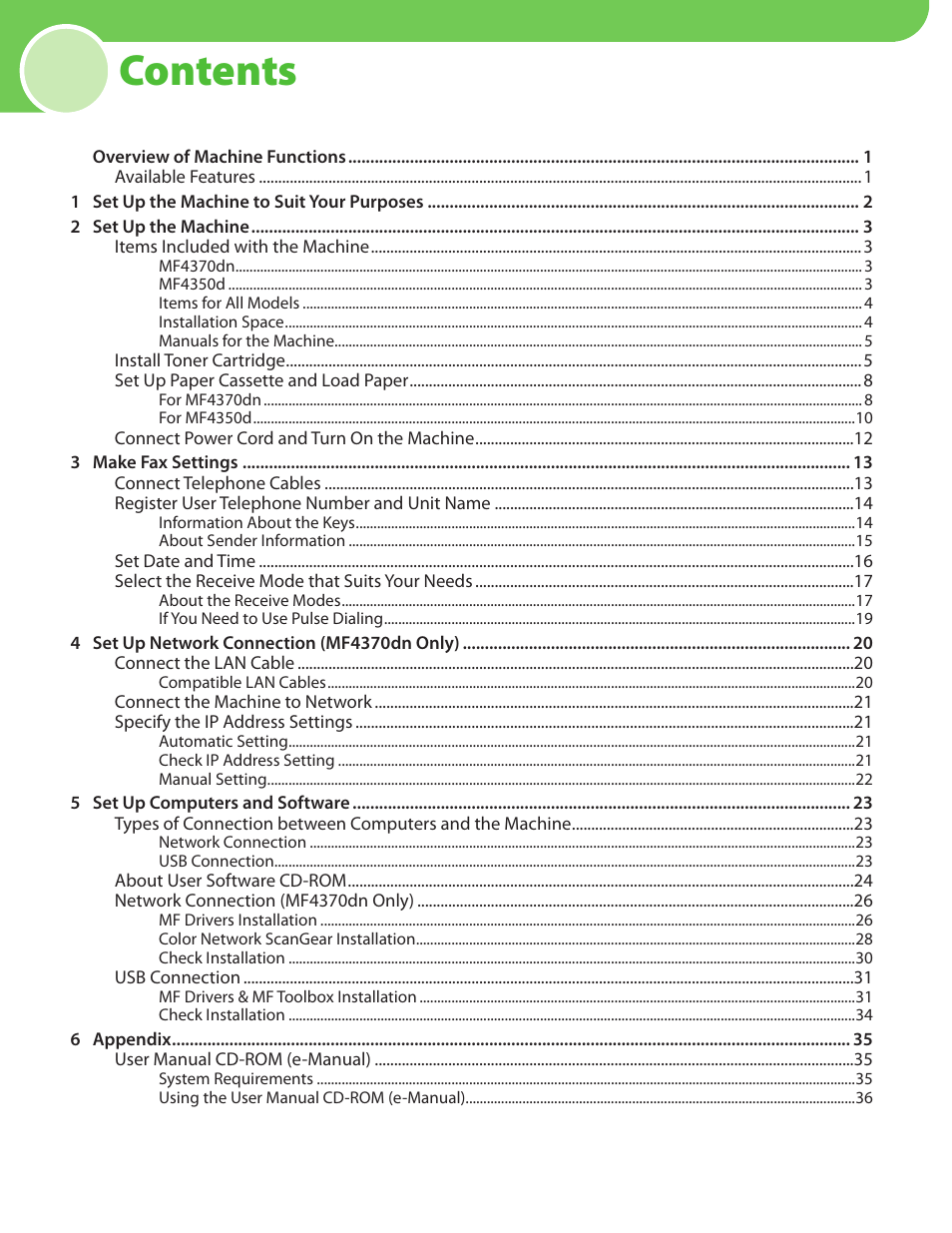 Canon MF4370DN User Manual | Page 2 / 44