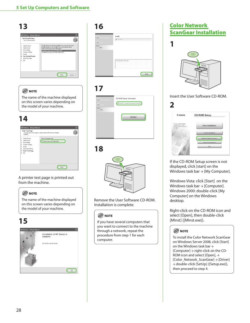Color network scangear installation | Canon MF4370DN User Manual | Page 30 / 44