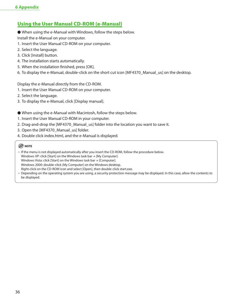 Using the user manual cd-rom (e-manual) | Canon MF4370DN User Manual | Page 38 / 44
