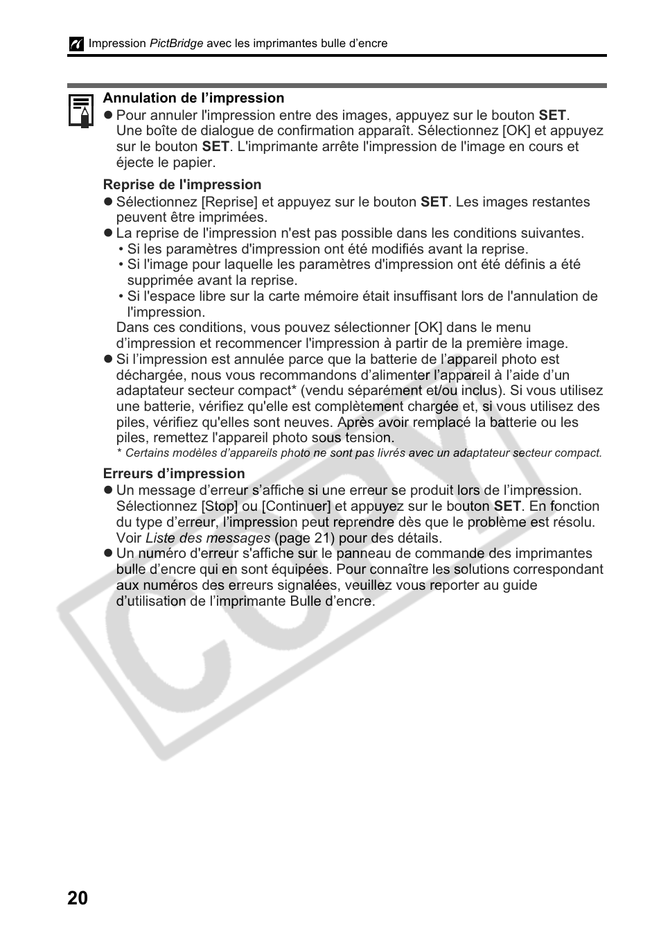 Canon Printing Using a Direct Camera/Printer Connection Guide Direct Print User Manual | Page 46 / 76