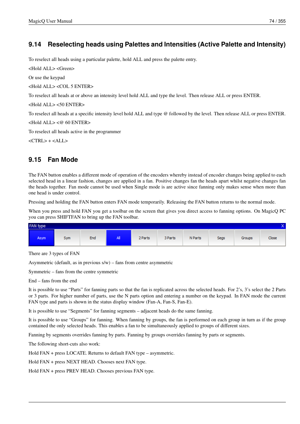 Fan mode, 15 fan mode | ChamSys MagicQ User Manual User Manual | Page 103 / 384