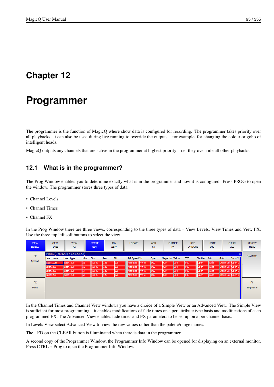 Programmer, What is in the programmer, 12 programmer | 1 what is in the programmer, Chapter 12 | ChamSys MagicQ User Manual User Manual | Page 124 / 384