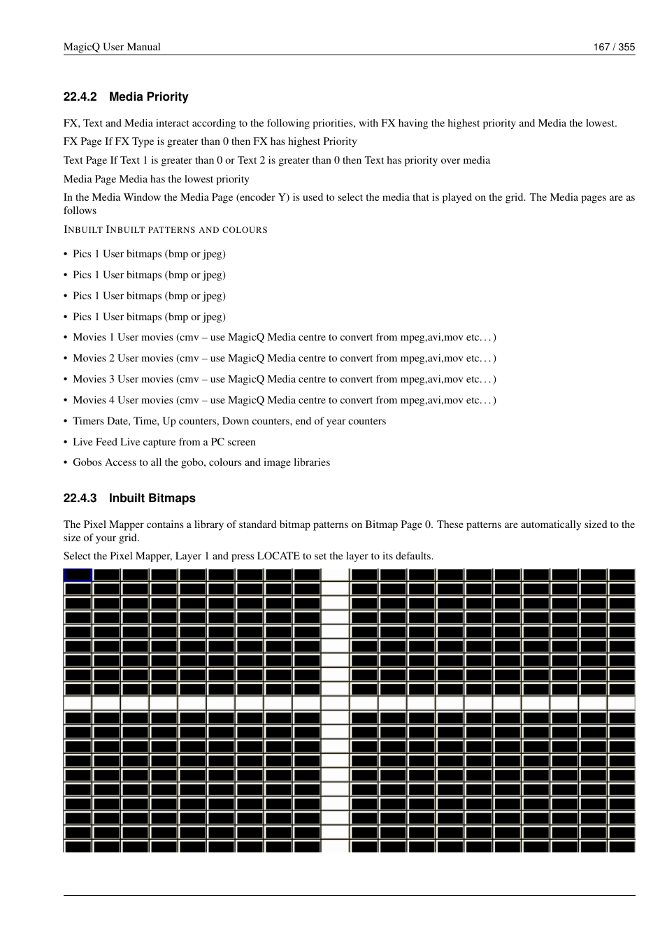 Media priority, Inbuilt bitmaps, 2 media priority | 3 inbuilt bitmaps | ChamSys MagicQ User Manual User Manual | Page 196 / 384