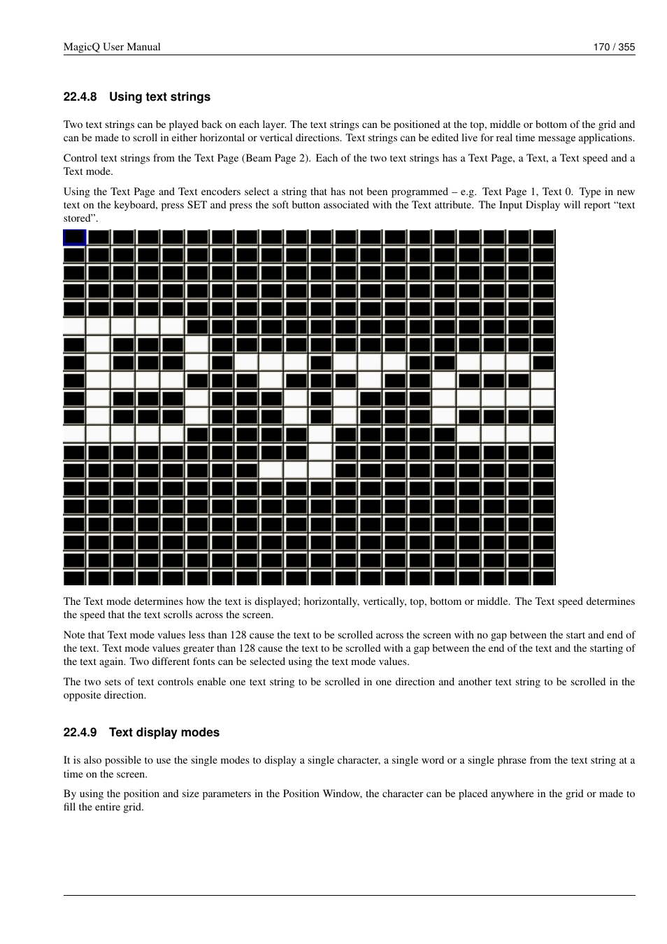 Using text strings, Text display modes, 8 using text strings | 9 text display modes | ChamSys MagicQ User Manual User Manual | Page 199 / 384