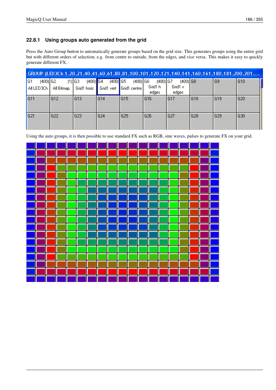 Using groups auto generated from the grid, 1 using groups auto generated from the grid | ChamSys MagicQ User Manual User Manual | Page 215 / 384