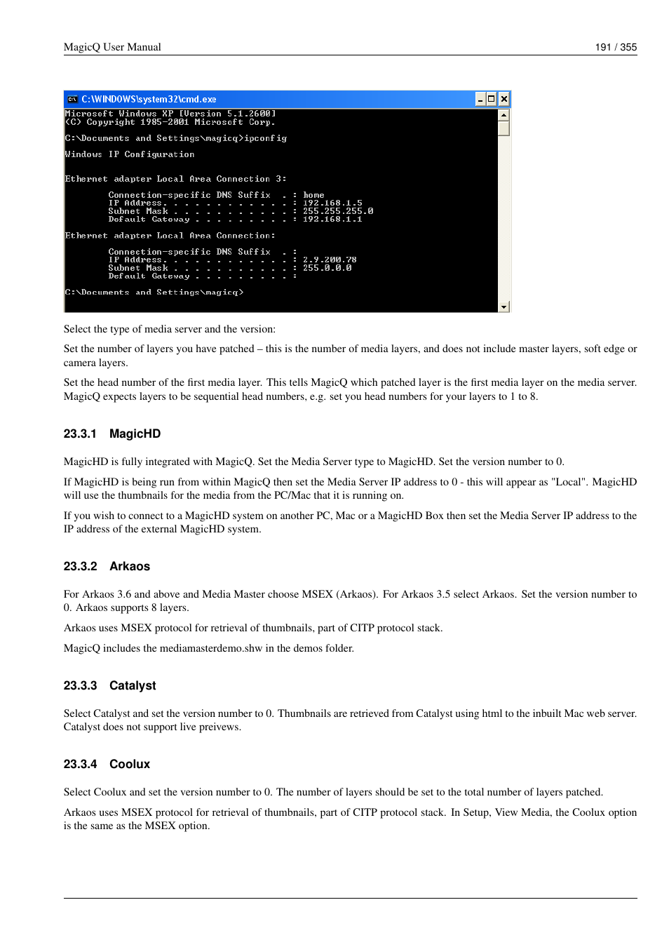 Magichd, Arkaos, Catalyst | Coolux, 1 magichd, 2 arkaos, 3 catalyst, 4 coolux | ChamSys MagicQ User Manual User Manual | Page 220 / 384