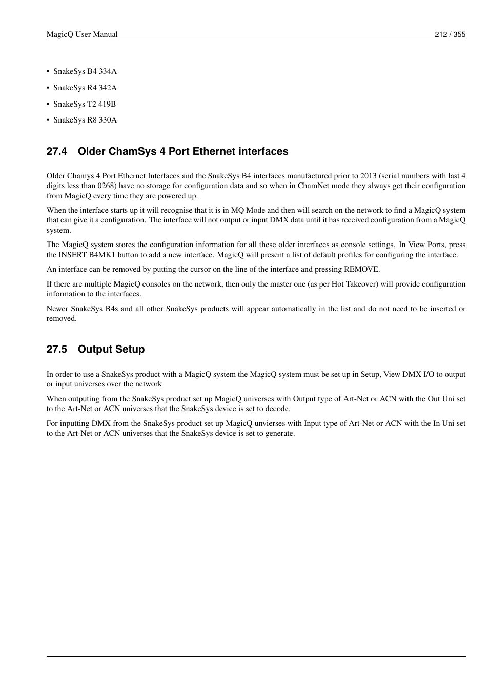 Older chamsys 4 port ethernet interfaces, Output setup, 4 older chamsys 4 port ethernet interfaces | 5 output setup | ChamSys MagicQ User Manual User Manual | Page 241 / 384