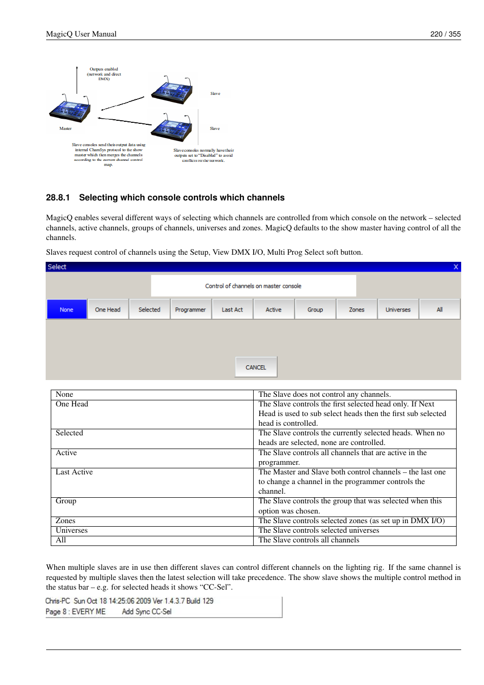 Selecting which console controls which channels, 1 selecting which console controls which channels | ChamSys MagicQ User Manual User Manual | Page 249 / 384