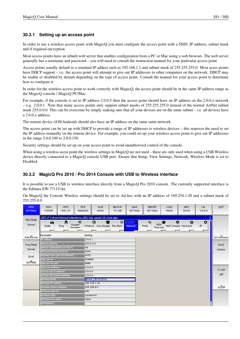 Setting up an access point, 1 setting up an access point | ChamSys MagicQ User Manual User Manual | Page 260 / 384