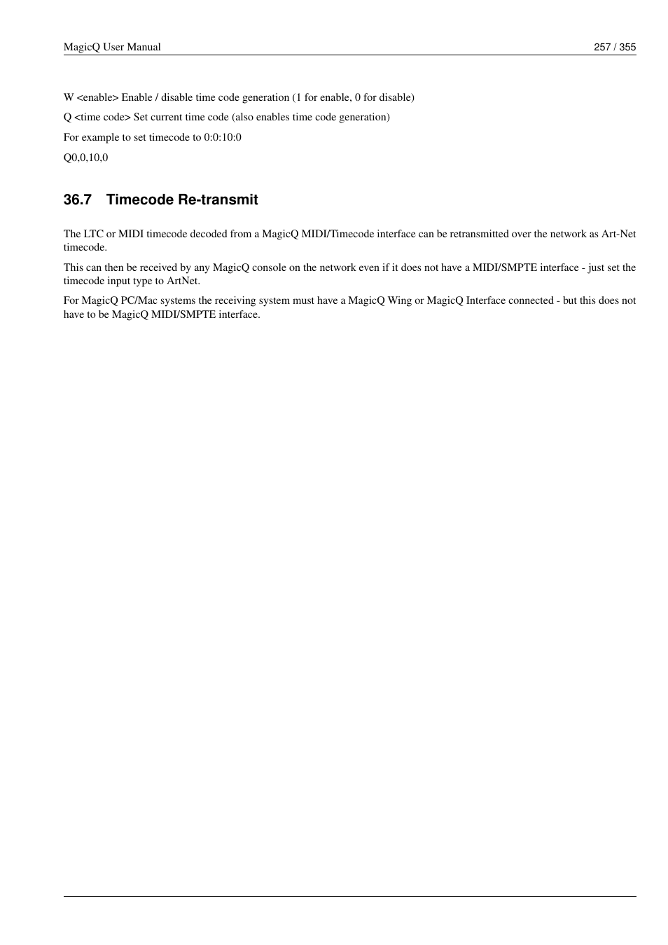 Timecode re-transmit, 7 timecode re-transmit | ChamSys MagicQ User Manual User Manual | Page 286 / 384