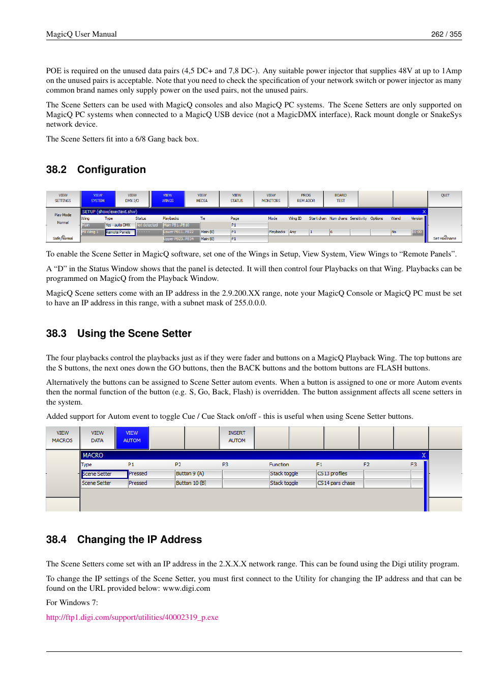 Configuration, Using the scene setter, Changing the ip address | 2 configuration, 3 using the scene setter, 4 changing the ip address | ChamSys MagicQ User Manual User Manual | Page 291 / 384