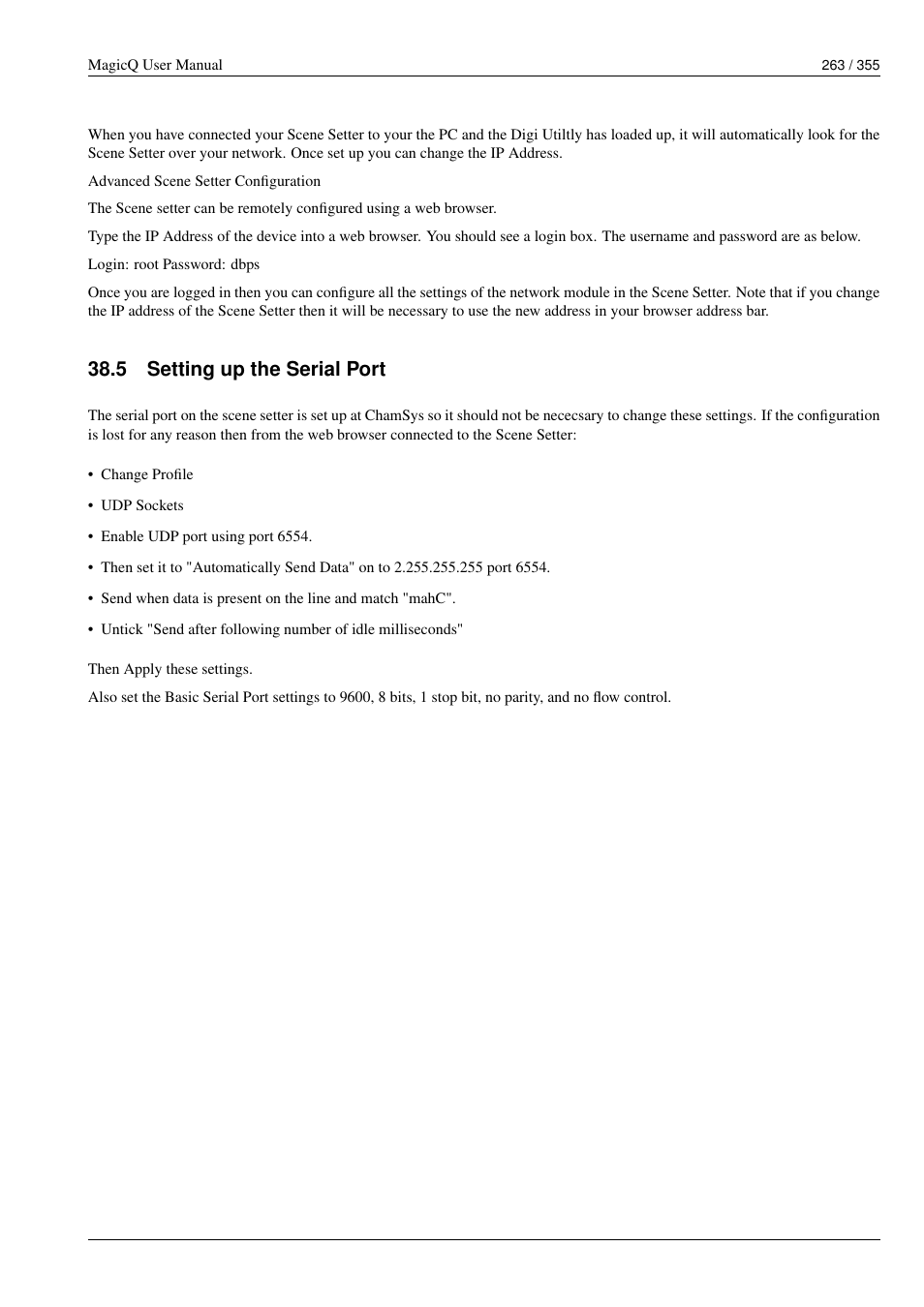 Setting up the serial port, 5 setting up the serial port | ChamSys MagicQ User Manual User Manual | Page 292 / 384