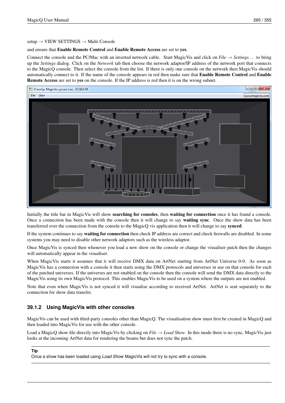 Using magicvis with other consoles, 2 using magicvis with other consoles | ChamSys MagicQ User Manual User Manual | Page 294 / 384