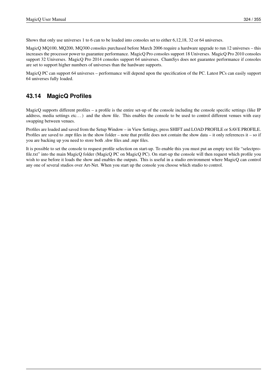 Magicq profiles, 14magicq profiles, 14 magicq profiles | ChamSys MagicQ User Manual User Manual | Page 353 / 384