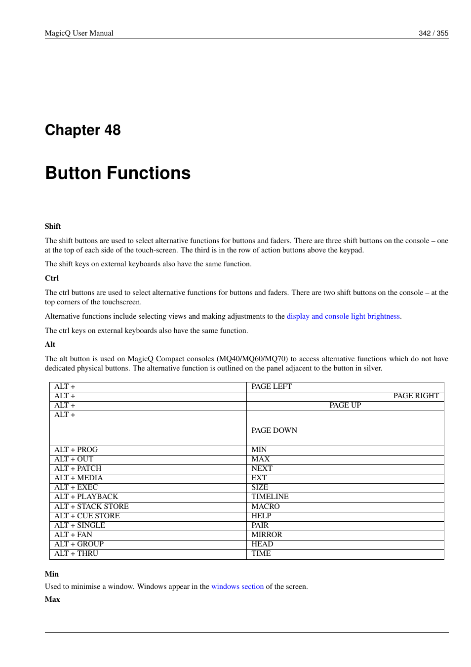 Button functions, 48 button functions, Chapter 48 | ChamSys MagicQ User Manual User Manual | Page 371 / 384