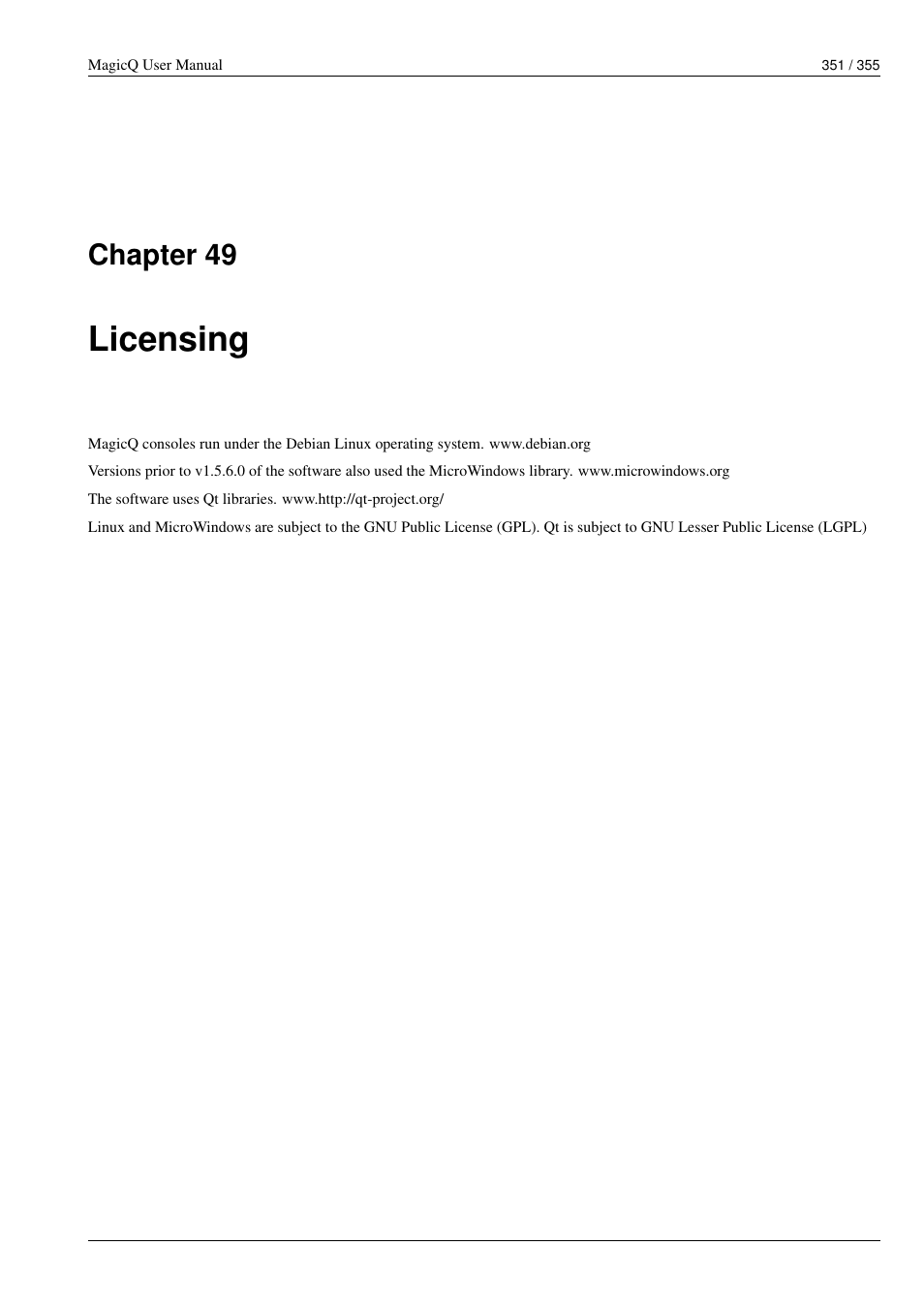 Licensing, 49 licensing, Chapter 49 | ChamSys MagicQ User Manual User Manual | Page 380 / 384